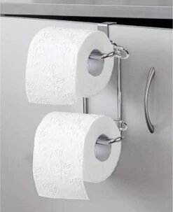 Wonderworker Clever - Hangende RVS Toiletpapier Houder - WC Rolhouder Hangend Verchroomd - Closetrolhouder - Reserverolhouder - WC Rol Houder - Dubbele Closetrolhouder - Zonder Boren & Schroeven - Geschikt Voor Toiletpot/Over De Deur - Verchroomd -Merkloos Shop 978x1200